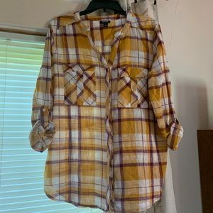 Yellow plaid blouse, XL